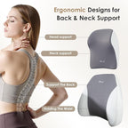 FLORICH Lumbar Support and Car Neck Pillow, Back Support and Headrest Pillow for Car Seat Driver, Memory Foam Back Neck Support Pillow and Car Seat Lumbar Support for Car Office Chair - Grey