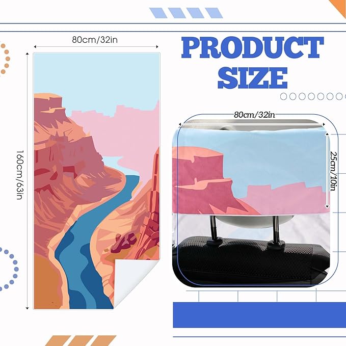 2 Pack Car Seat Towel Covers with Storage Bag 63 x 32 Inch Athletic Running Towel Seat Sweat Washable Non Slip Cover Gift for Car Outdoor Sport Activities (Grand Canyon)