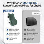 Lumbar Support Pillow for Office Chair, Back Support Pillow with Memory Foam, Relieves Back Pain, Removable Washable Cover & Adjustable Strap, for Car/Gaming Chair,Gift-Dark Green