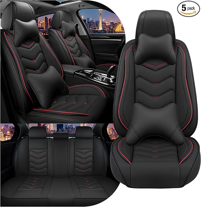 CTDS Car Seat Covers for Toyota Corolla 2000-2026, Stylish Sport Seat Cover, Premium Nappa Leather Car Seat Cover. Automobile Seat Covers Sets.(Luxury 5 Seats/Black)