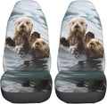 Delerain Car Seat Covers Set 2Pcs, Sea Otters Swim Universal Front Car Seats Vehicle Enterior Protector Suitable Fits Most Car Auto SUV Sedan Truck