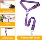 2-Pack Dog Car Seat Belt, 3-in-1 Headrest-Mounted Dog Seatbelt for Car, Adjustable Nylon Pet Safety Leash with Elastic Buffer & Reflective Stitching, Durable Car Harness for Dogs Fits Most Vehicles