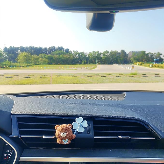 Cute Car Air Freshener Vent Clips, 3D Animal with Mini Fan Diffuser Vent Clip, Air Conditioning Decoration Car Accessories for Women and Men