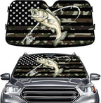 GENANY Fishing Flag Windshield Sun Shade for Car SUV Truck (55x30 Inches), Sun Shade Windshield, Shades for Windows, Protector Blocks UV, Car Decor