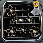 Daisy Air Vent Clips: 6 Pcs Cute Flower AC Outlet Clip Car Air Fresheners with Mask Hook (Black)