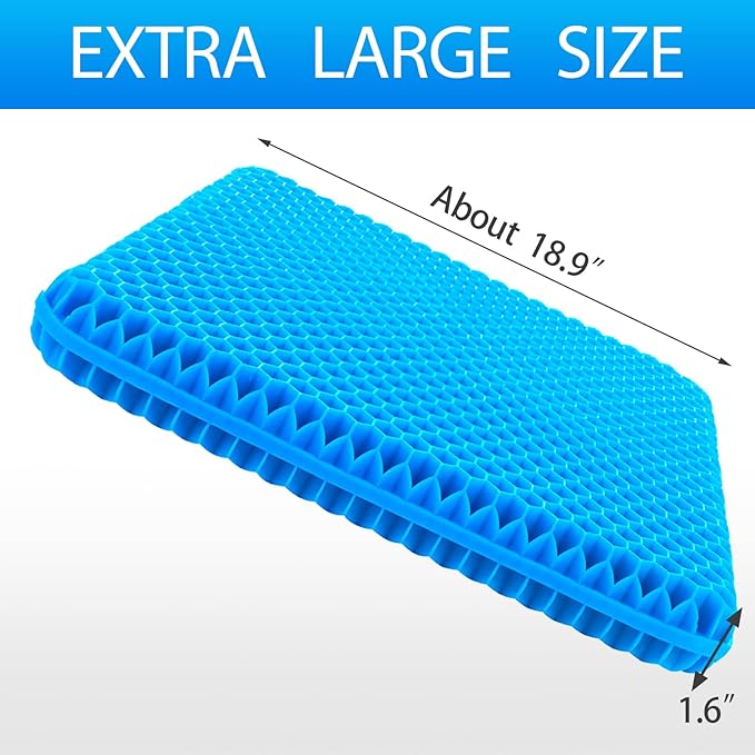 Gel Seat Cushion for Long Sitting (Thick & Extra Large), Gel Cushion for Wheelchair Soft, Chair Cushion, Car Seat Cushion Breathable, for Office Chair for Hip Pain