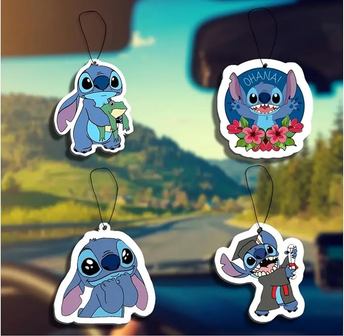 Rawan 4 Pack Car Air Freshener Cartoon, Accessories Cute for Women Girls And men Car, Funny Decor Hanging Fresheners Car Interior Room Decorations, for Christmas Gift. (C, Large)