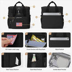 Maelstrom Lunch Box, 23L Insulated Lunch Bag, Expandable Double Deck Cooler Bag, Lightweight Leakproof Tote Bag With Side Tissue Pocket, Suit For Men and Women (F Black with DIY Hook-and-Loop)