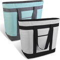mosago 2PK Reusable Grocery Tote Bags, Insulated Cooler Shopping Bag for Women, Pizza/Food Delivery Bags to Keep Food Hot/Cold for Commercial Food Transport, Cooler Bag for Travel/Picnic, Collapsible
