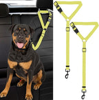 Dog Cat Safety Seat Belt Strap Car Headrest Restraint Adjustable Nylon Fabric Dog Restraints Vehicle Seatbelts Harness (Yellow)