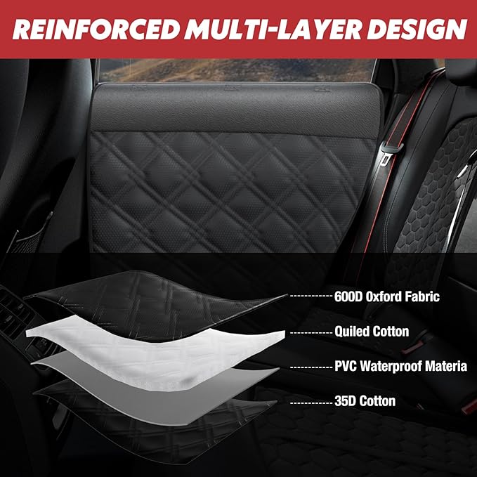 Dog Car Door Protector – 20% Larger Design for Sedans, Family Cars and Small SUVS, 2 Packs Thickened Waterproof Door Panel Covers, Protects Doors from Dog Scratching