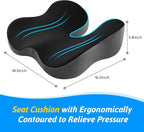 Seat Cushion for Tailbone & Sciatica Pain Relief - Plush Yet Supportive Ergonomic Memory Foam Chair Cushions for Office Chair, Car, Wheelchair,Airplane & Long Sitting
