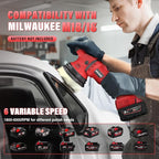 Cordless Buffer Polisher Kit for Milwaukee 18V/M18 Battery (No Battery), 6-Inch Orbital Car Polisher 6 Speed 1800—5500 RPM, 17PCS Polishing Accessories, for Car Polishing/Waxing (Tool Only)