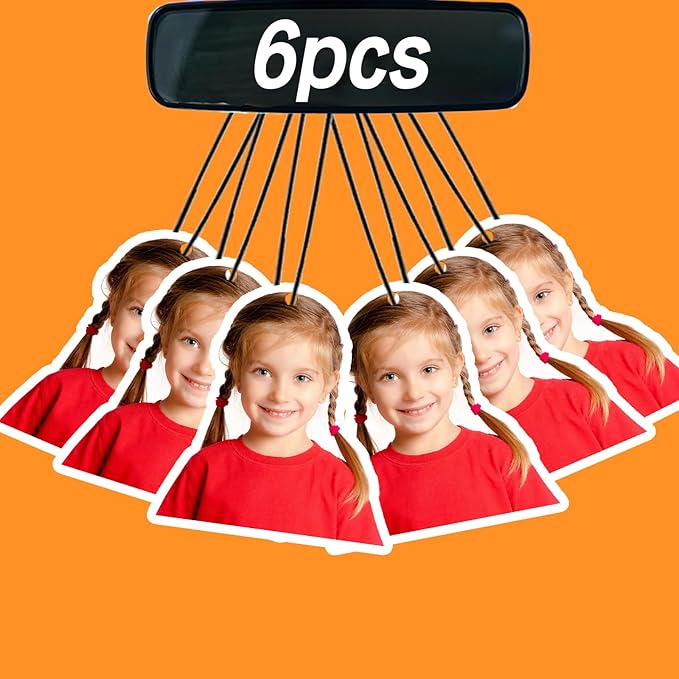 6Pcs Custom Air Fresheners with Picture - Double Sided Print Personalized Car Air Freshener with Logo Personalized Gifts for Valentine's, Car Charms for Rear View Mirror. (6pcs-Crop)