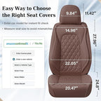 Coverado Front Seat Covers, Luxury Faux Leather Durable Anti-Scratch Cushions, Universal Fit for Cars, SUVs, Pickups, Waterproof Automotive Seat Covers, Car Accessories – Brown