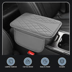 Car Center Console Cover, Leather Auto Armrest Cover with 2 Storage Bags, Universal Cars Armrest Cushion, Vehicle Interior Accessories Protector for Sedan, SUV, Truck (Gray)