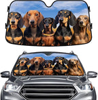 GENANY Cute Dachshund Dog Group Funny Windshield Sun Shade for Car SUV Truck (55x30 Inches), Sun Shade for Front Windows, Protector Blocks UV, Spring Car Decor