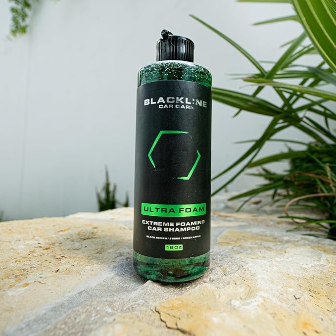 Blackline Automotive Extreme Foaming Car Shampoo - Extreme Ultra Foam Perfect for Ceramic Coatings - Compatible with Foam Cannon for Pressure Washer (16 FL Oz, Green Apple)