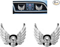 Goth Car Accessories,2pcs Bling Angel Wings Skull Car Air Fresheners Vent Clips,Silver Spooky Skeleton Decor for Teens,Horror Dashboard Decorations,Refillable Diffusers