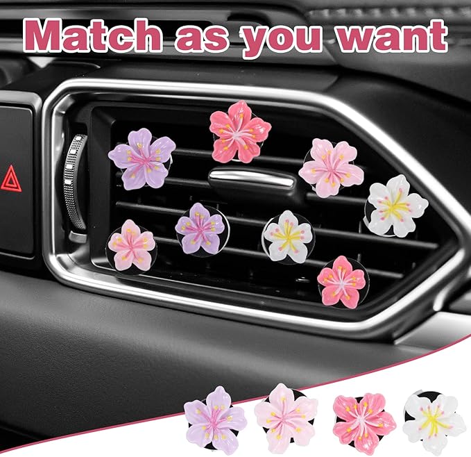 8 Pcs Flower Air Freshener Car Clips - Long Lasting Fragrance & Cute Flower Decor - Easy Car Vent Clips for Women