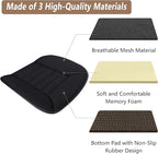 MYFAMIREA Car Seat Cushion Pad 1.2" Thick Comfort Seat Protector for Car Driver Seat Office Chair Home Use Memory Foam Seat Cushion with Non Slip Bottom, 20'' x 18.5'', Black