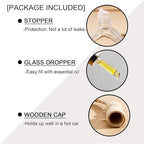7 PCS MINI Cute Glass Bottle with Suspended Wooden Cover and Plastic Dropper,Car Air Freshener Perfume Bottle,Empty DIY Bottle Décor
