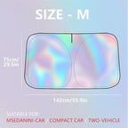 Sunshade Car Front Windshield Laser Titanium Silver Sun Shade Iridescent Cars Sunshade Foldable Sun Shield Cover Block UV Rays, Car Light Blocking Curtain Suitable for Most Cars Medium 55.9 x 29 in