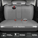 CAR PASS Quilting Faux Leather Seat Covers Full Set, Waterproof Deluxe PU Premium Auto Seat Cover, Breathable Seat Covers Universal Fit for Most Sedan SUV Van Small Truck, Airbag Compatible All Gray
