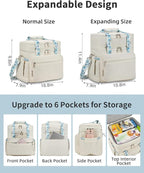 HSHRISH Lunch Box for Women, Double Deck Expandable Insulated Large Lunch Bag Women Leakproof Lightweight Lunch Cooler Bag Durable Lunchbox for Work Outdoor Travel, Beige