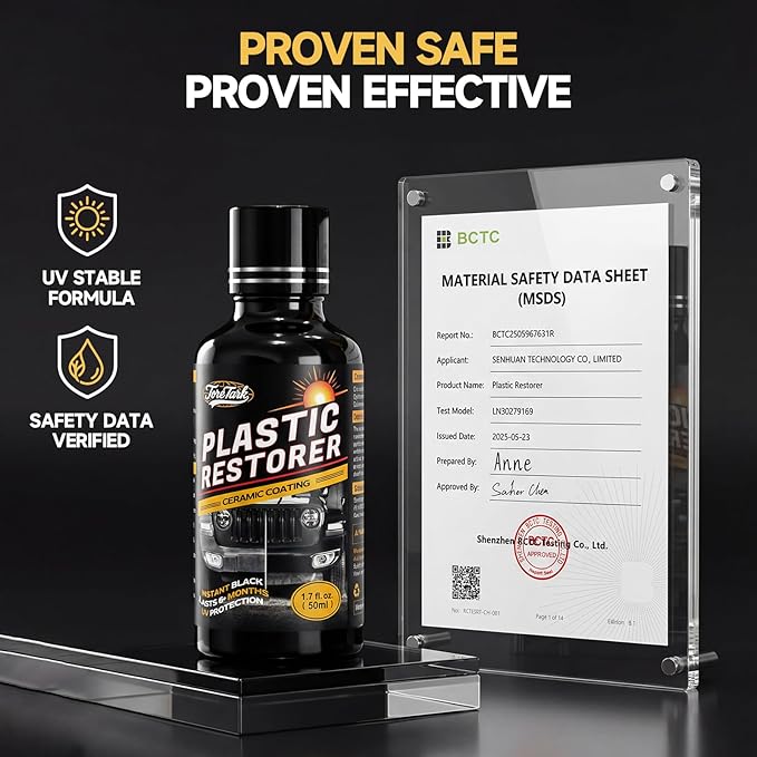 Plastic Restorer for Cars, Not a Dressing, Black Trim Restorer, Ceramic Crystal Coating Highly Concentrated, Lasting Up to 6 Months+ with UV Protection, Restore Automotive Exterior 50ml*2