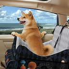 Dog Car Seat for Small/Medium Dogs up to 35lbs, 4-Pocket Storage Memory Foam Dog Booster Seat, Detachable Washable Pet Car Seat with Safety Belt, Outdoor & Indoor Use (Dark Blue/Black)