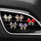 4 Pcs Bling Diamond Crystal Bow Vent Clips Car Interior Air Fresheners Automotive Rhinestone Decoration Adapt for Women and Girl (Red)