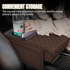 Hovom Car Center Console Cover, 13.39"×7.87"×2.76" Leather Armrest Cover for Cars, Memory Foam Armrest Pillow with Pocket, Cup Holder & Phone Slot, Universal Vehicle Arm Rest Cushion Pad (Coffee)