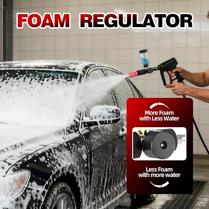 Foam Cannon for Pressure Washer with 1/4'' Quick Connector, Power Washer Soap Cannon with Adjustable Nozzle, Compatible with Most Pressure Washer, 4500 PSI
