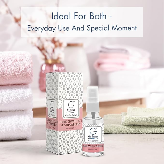 G's Breeze Dark Chocolate & Strawberry Air Freshener - Gentle Fragrance & Soothing Aroma of Velvety Dark Chocolate with Juicy Strawberry - Long-Lasting Fruity Scent - Ideal for Home, Car or Office
