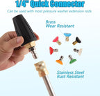 Pressure Washer Tips Turbo Nozzle 4000 PSI with 7 Pieces Spray Tips, 4.0 GPM 4.0 Orifice, 1/4" Quick Connect for Concrete, Cleaning Brick and Vinal Surfaces