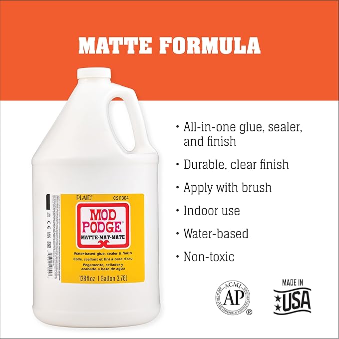 Mod Podge CS11304 Waterbase Sealer, Glue and Finish, 128 oz, Matte