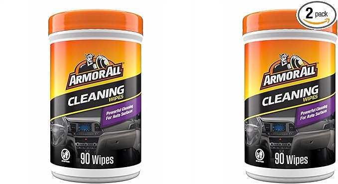 Armor All Car Cleaning Wipes, Wipes for Car Interior and Car Exterior, 90 Wipes Each (Pack of 2)