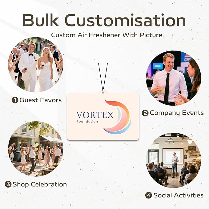 HINFKA 10-1000 Pcs Custom Air Fresheners with Picture – Personalized Double-Sided Car Freshener with Logo or Photo, Bulk Customized Gifts for Business Events and Branding (Horizontal, Personalized)