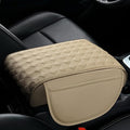 wuyaoyao Car Center Console Cover, 12.2"×8.27"×1.97" Leather Center Console Protector, Auto Armrest Pad with 2 Storage Pocket, Universal Armrest Cover Cushion for Most Cars, Trucks, SUVs (Beige)