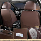FLORICH Car Seat Covers, Premium Leatherette Car Seat Covers Front Seats, Waterproof Nappa Leather Seat Protectors, Breathable Car Seat Cushion for Most Sedans Cars SUV Trucks, Coffee