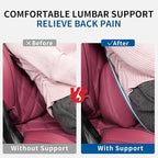 Lumbar Support Pillow for Car Seat, Office Chair Nappa Leather Memory Foam Lower Back Cushion for Back Pain Relief Improve Posture, Ergonomic Back Rest for Gaming Chair, Red, 1PC