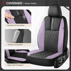 Coverado Car Seat Covers Full Set, Automotive Leather Seat Covers for Car，Universal Fit Front Back Seat Cover, Non-Slip Waterproof Breathable Car Seat Protector