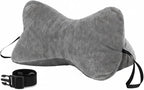 Dog Bone Shaped Travel Neck Pillow with Washable Removable Cover Have Loops on Either End for Car Bus Truck Driving Comfort Head Rest Support Neck Cervical Chiropractic Pillow (Gray)
