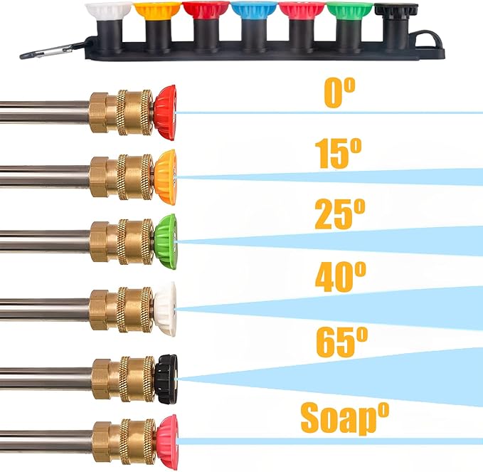 Pressure Washer Tips, Set of 7 Pressure Washer Nozzle Tips with Nozzle Holder, 1/4 Inch Quick Connect Power Washer Tips, 4000 PSI, Multiple Degrees Rinse Kit, Pressure Washer Accessories