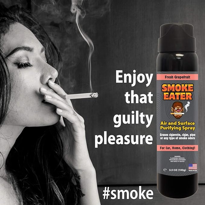 Smoke Eater Odor Eliminator Aerosol Spray, New Car Fresh, 3.5 oz — Tea Tree Oil Breaks Down Smoke at the Molecular Level