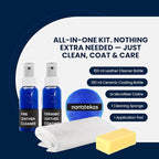 Leather Cleaner & Ceramic Coating Spray Kit: Long-Lasting Leather Protector for Tesla Vegan Leather, Car Seats, Furniture and Shoes – Universal Nano Ceramic Shield to Repel Dirt and Liquids