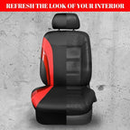 CAR PASS Jelly Leather Car Seat Covers Full Set,Waterproof Automotive Seat Covers for Cars SUV Sedan Truck,Airbag Compatible,Sporty Universal Fit for Cute Women Girl (Black and Red)