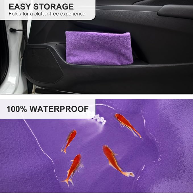 Waterproof Sweating Car Seat Cover for Post Gym Workout, Running, Swimming, Beach and Hiking, Universal Fit Non-Slip Bucket Seat Protector for Cars SUV Trucks, Machine Washable (Purple)