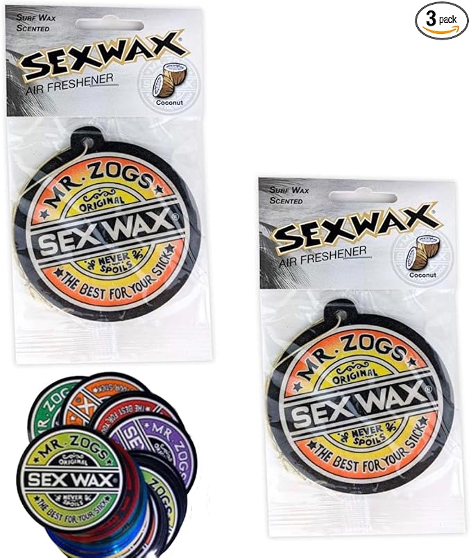 Sex Wax Air Freshner Coconut 2 Pack with (1) Mr. Zogs Sex Wax Sticker